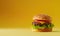 fresh juicy hamburger with beef meat, grilled cheeseburger with onion and tomato, classic american fast food burger