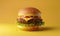 fresh juicy hamburger with beef meat, grilled cheeseburger with onion and tomato, classic american fast food burger