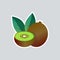 Fresh juicy kiwi sticker tasty ripe fruit icon healthy food concept