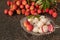 Fresh juicy lychee fruit on a glass plate. Organic leechee sweet fruit.