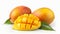 Fresh and Juicy Mango on Pure White Background - Vibrant Tropical Fruit Stock Photo.