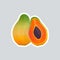 Fresh juicy papaya icon tasty ripe fruit sticker healthy food concept