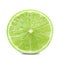 Fresh juicy slice of lime on white isolated background. Close-up. Elaboration of the form and texture.
