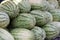 Fresh juicy water-melon on a counter in the market of India of Goa