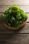 Fresh kale juice in glass on table