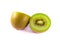 Fresh Kiwi Slice Half Cut Fruit Green Seeds Radial Texture Detail Isolated White Background Round Circle
