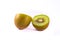 Fresh Kiwi Slice Half Cut Fruit Green Seeds Radial Texture Detail Isolated White Background Round Circle