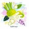 Fresh Kohlrabi vegetable juice splash organic food vegetables condiment spice splatter on abstract coloful splatter