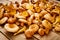 Fresh lactarius mushrooms straight from the forest on an old wooden table