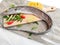 Fresh Largehead hairtail fish,Belt fish decorated with herbs and vegetables