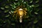 Fresh Leaf Lightbulb Top View. Generative AI