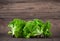 Fresh leaves lettuce on wooden board