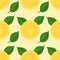 Fresh lemon fruits seamless pattern, citrus sliced fruits, bright yellow background