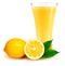 Fresh lemon and glass with juice