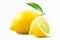 Fresh lemon isolated on transparent background. A whole lemon and half a lemon. Realistic 3d vector illustration. Fully editable