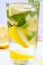 Fresh lemon lemonade with mint leaves