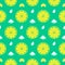 Fresh lemon, orange fruits seamless pattern background vector format