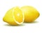 Fresh lemon: whole lemon and half lemon.. Vector illustration. Fully editable handmade mesh