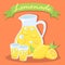 Fresh Lemonade Juice Pitcher with Green Banner