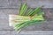 Fresh lemongrass (citronella) on wooden background.