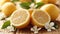 fresh lemons closeup wooden background