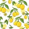 Fresh lemons hand drawn background. Doodle wallpaper idea.