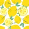 Fresh lemons and leaves, colorful seamless pattern