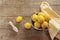 Fresh lemons on wooden counter