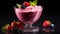 Fresh and light berry mousse in a glass cup