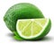 Fresh lime with slices with leaf
