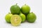 Fresh Limes slice fruit on white