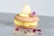 Fresh litchi macaroon cake with custard rose fragance