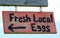 Fresh local eggs sign