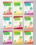 Fresh Local Fruits and Berries Label Templates Collection. Abstract Vector Packaging Design Layouts Set. Modern