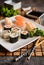 Fresh Maki and Nigiri Sushi rolls