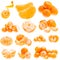Fresh Mandarin Citrus Isolated Tangerine Mandarine Orange In Heap On White Background. Set, Collage
