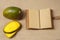 Fresh Mango on a sackcloth surface