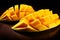 Fresh mango slices healthy food background