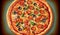 Fresh Margherita pizza baked in rustic pizzeria ,generative AI