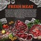 Fresh meat chalkboard poster, butcher shop design