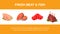 Fresh Meat and Fish Realistic Banner Template
