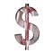 Fresh meat font. Dollar money business symbol cut out of paper on a background of raw fresh bacon. Set of decorative food fonts