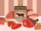 Fresh meat from local farm, vector illustration. Butcher shop food store assortment, booklet cover. Beef steak slice and