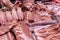 Fresh meats displayed in a Spanish butcher\\\'s shop