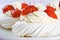 Fresh meringue with thick cream and stawberries