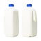 Fresh milk bottles in liter container isolated on white background. Breakfast drink for health. Clipping path