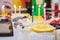 Fresh milk cakes and beautifully decorated fruits with birthday candles prepared to surprise