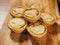 Fresh mince pies on a wooden board. Traditional Christmas pastry product