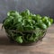 Fresh and Modern Display of Baby Spinach in a Wire Basket