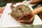 Fresh monkfish on the counter on the fish market